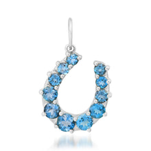 Graduated London Blue Topaz Horseshoe Charm
