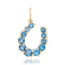 Graduated London Blue Topaz Horseshoe Charm