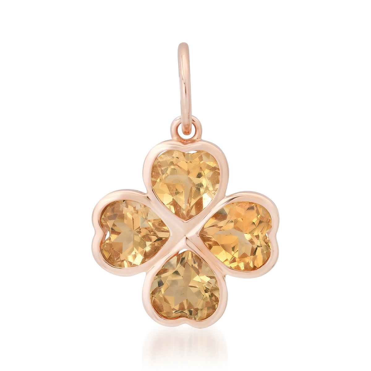 Bezel Set Citrine or Peridot Heart Clover Charm