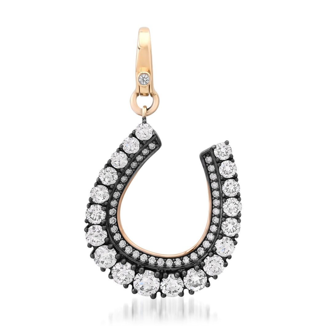 Diamond Horseshoe Charm with Black Rhodium