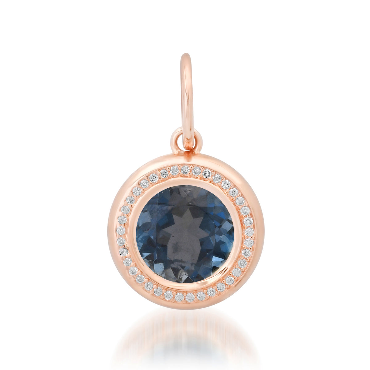 London Blue Topaz & Pave Diamond Circle Charm