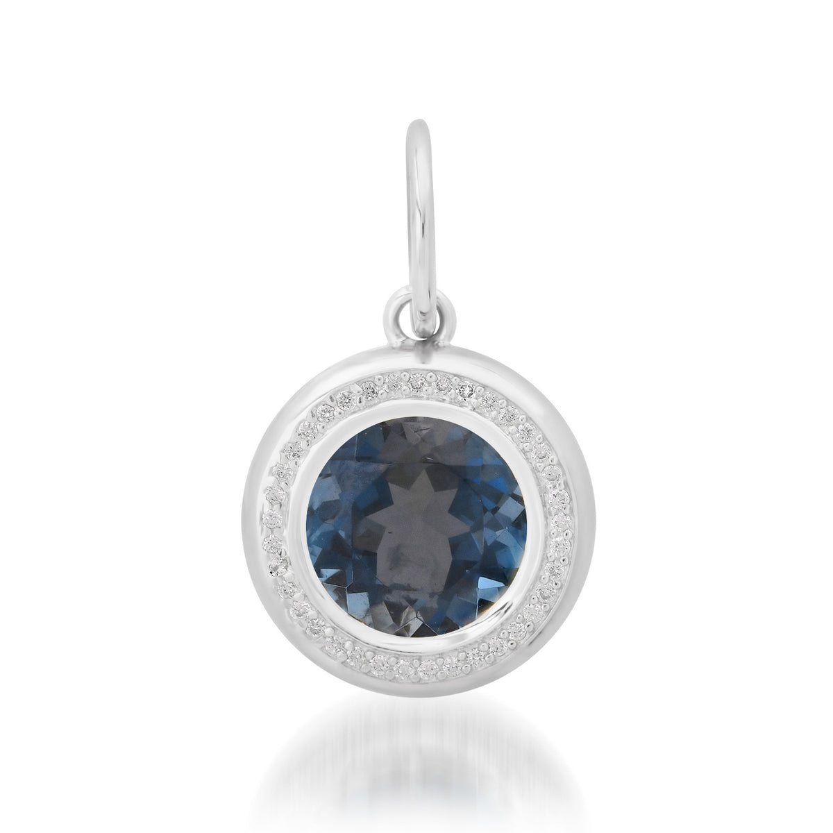 London Blue Topaz & Pave Diamond Circle Charm