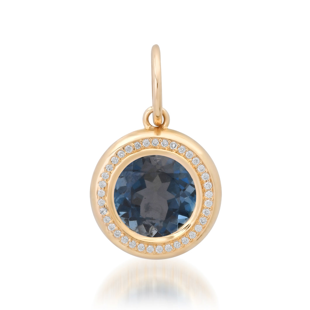 London Blue Topaz & Pave Diamond Circle Charm