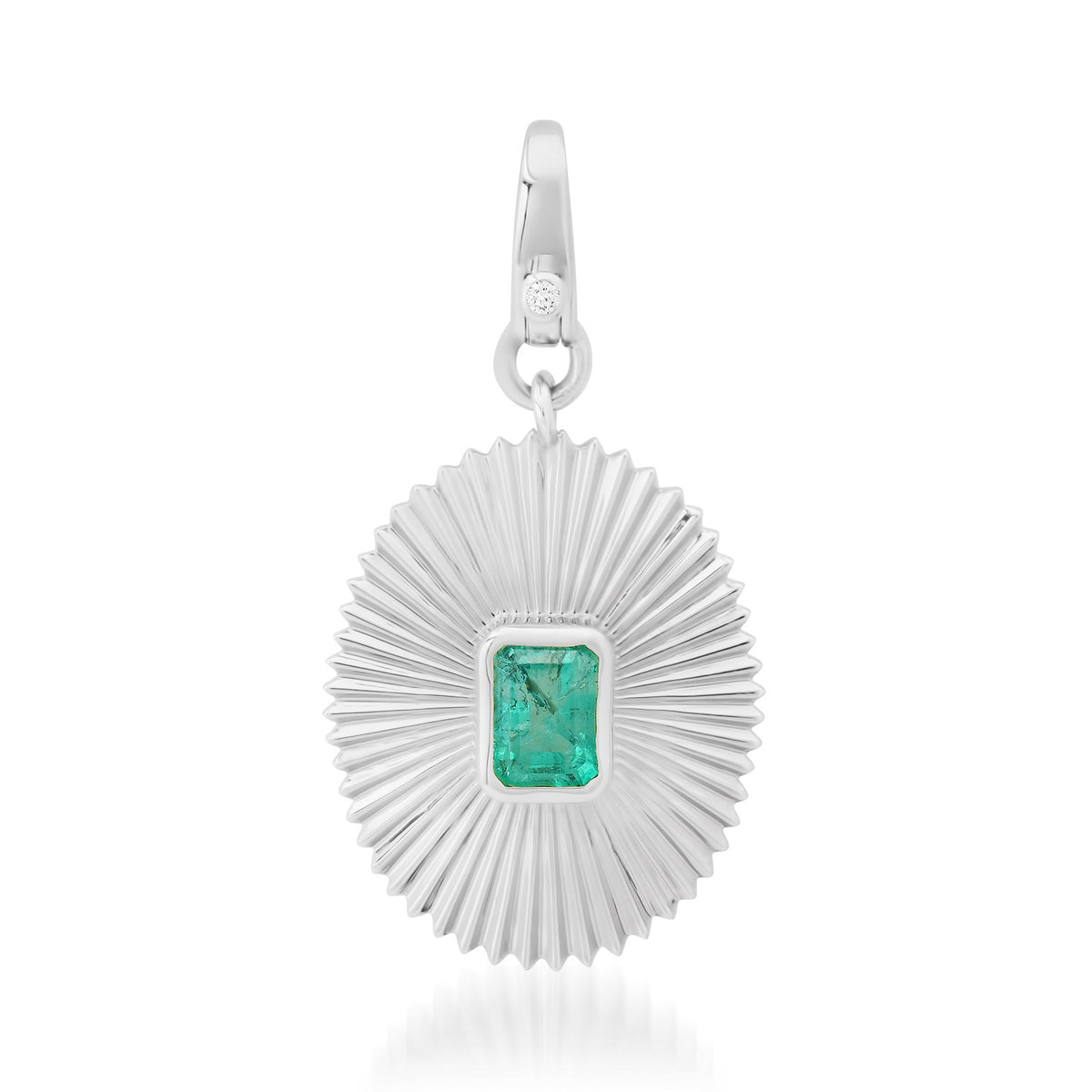 Fluted Oval & Emerald Statement Charm