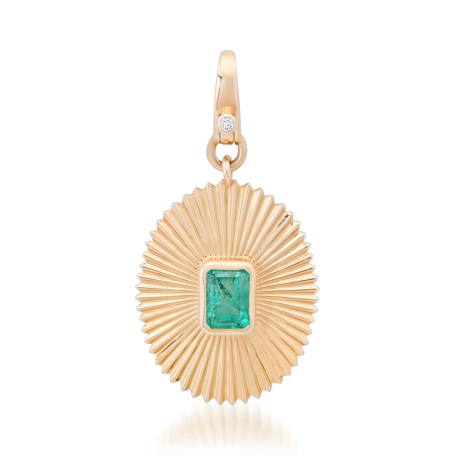 Fluted Oval & Emerald Statement Charm