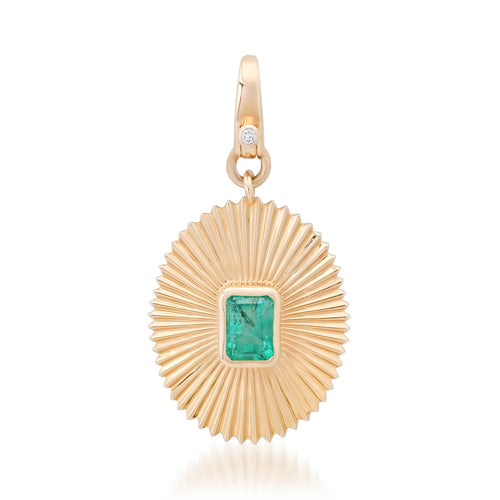 Fluted Oval & Emerald Statement Charm