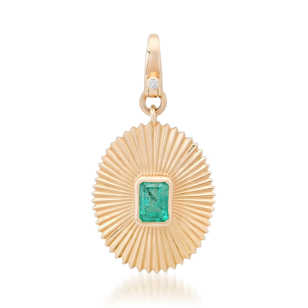 Fluted Oval & Emerald Statement Charm