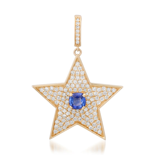 Pave Diamond & Blue Sapphire Statement Star Charm