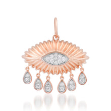 Fluted Pave Evil Eye Charm with Diamond Dangles