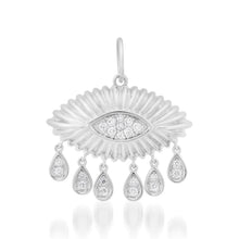 Fluted Pave Evil Eye Charm with Diamond Dangles