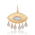 Fluted Pave Evil Eye Charm with Diamond Dangles