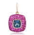 Chic Blue Topaz & Pave Pink Sapphire Cushion Charm