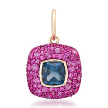 Chic Blue Topaz & Pave Pink Sapphire Cushion Charm