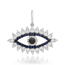 Blue Sapphire & Black Diamond Evil Eye Charm with Diamond Accents