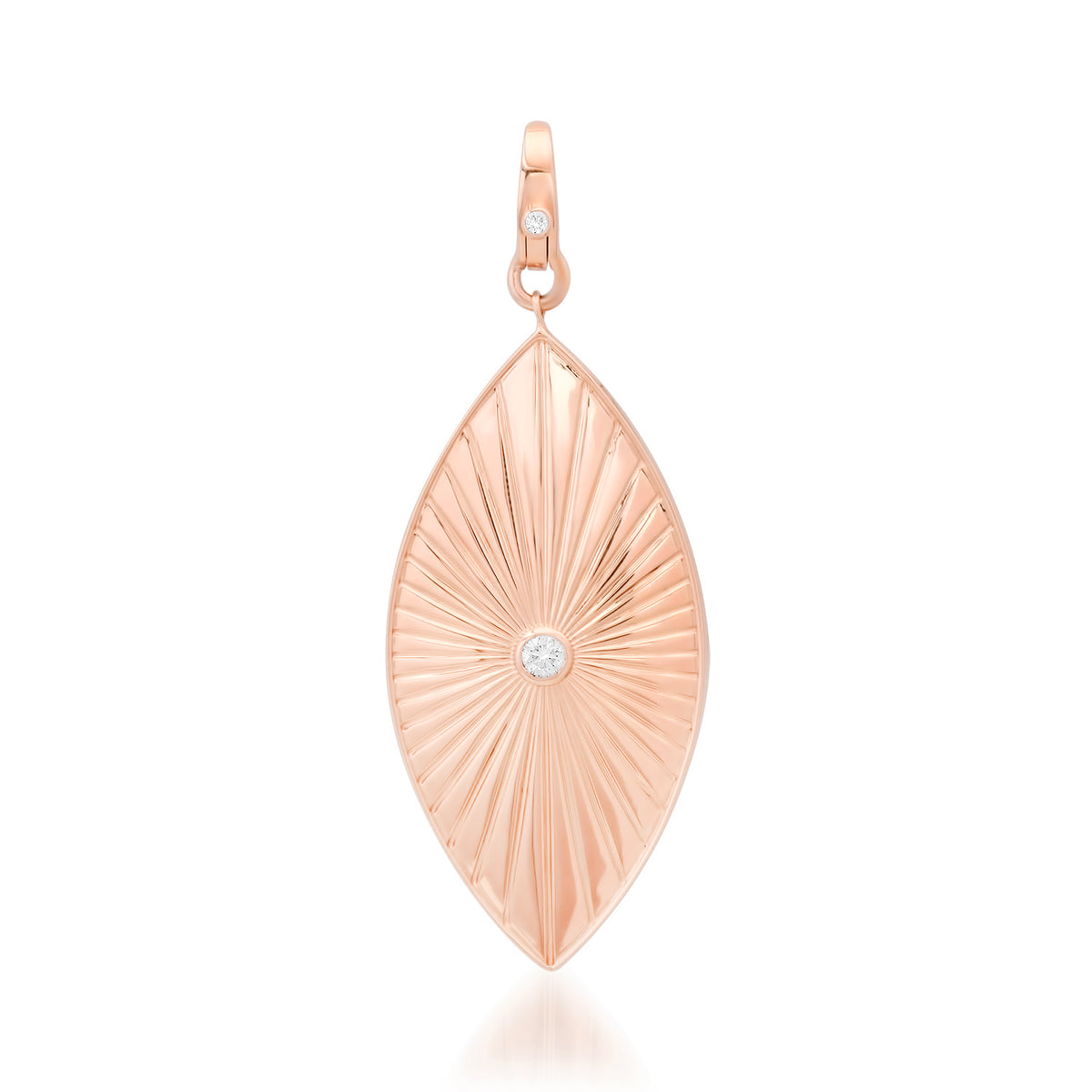 Vertical Fluted Evil Eye Charm with Diamond Accent