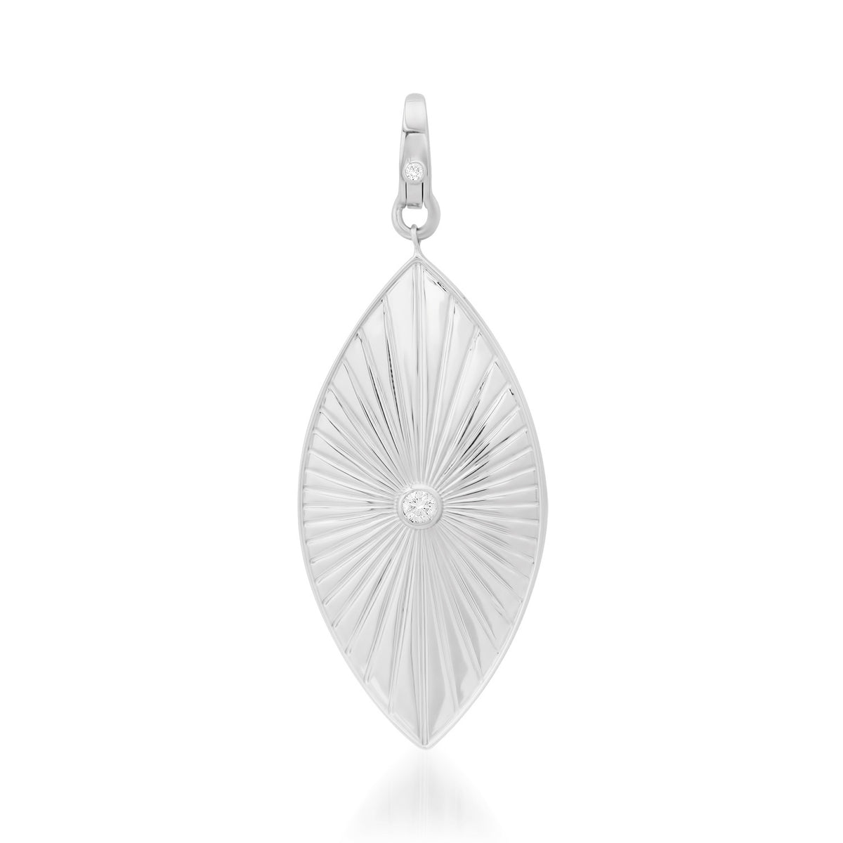 Vertical Fluted Evil Eye Charm with Diamond Accent