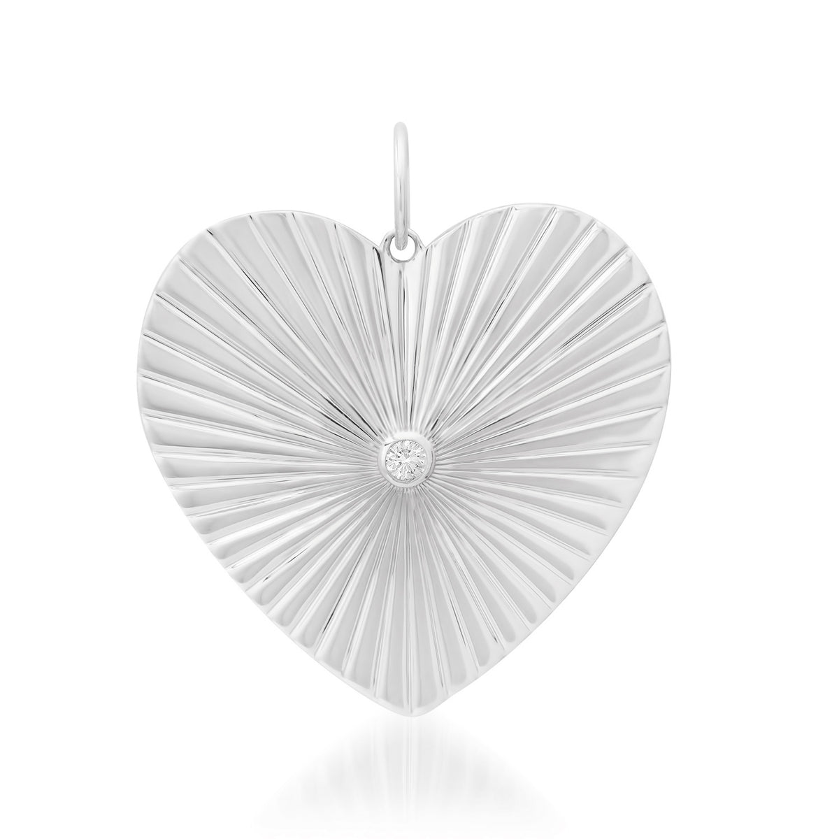 Jumbo Fluted Heart Charm with Diamond Accent