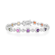 Mixed Sapphire & Diamond Bezel Set Hexagon Tennis Bracelet