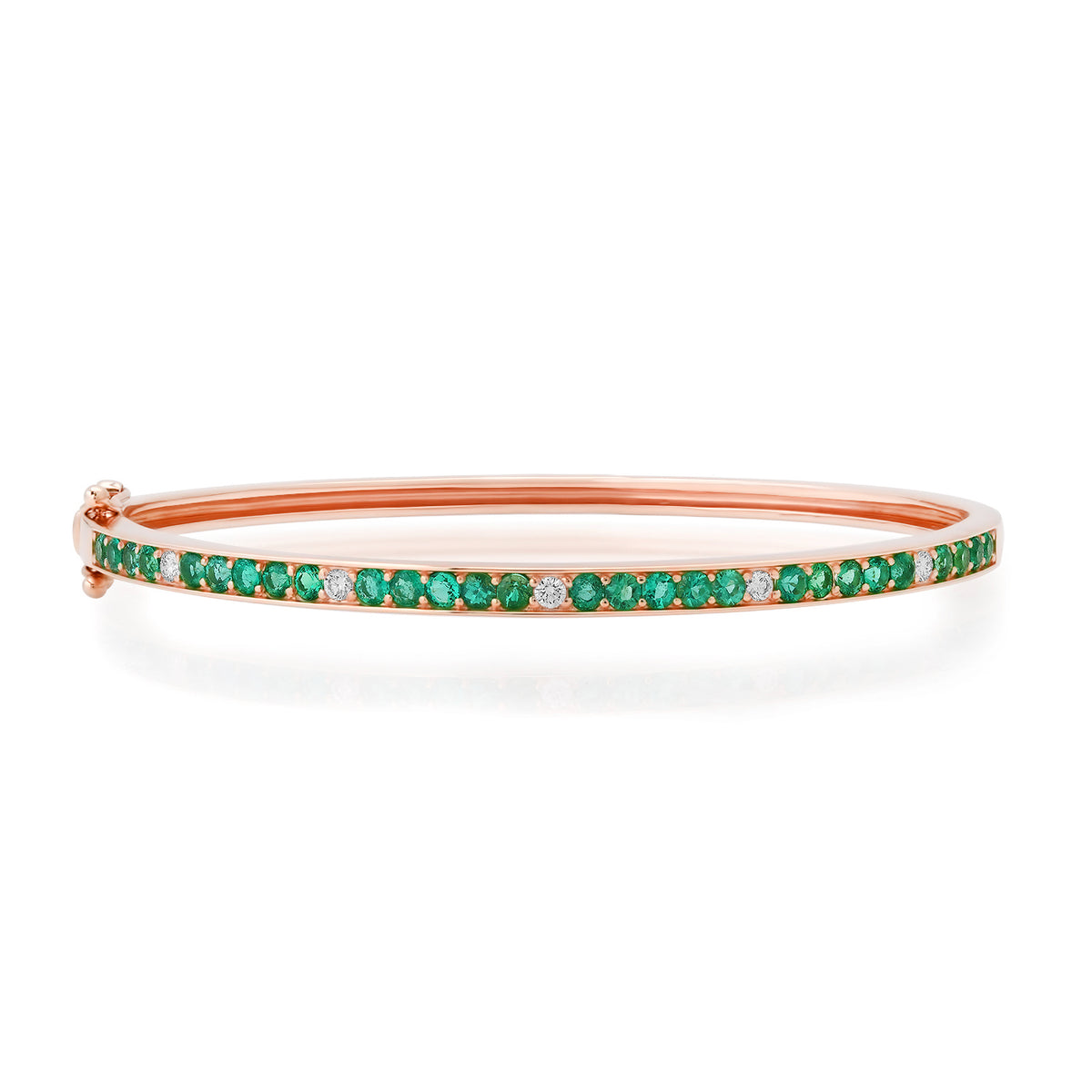 Emerald Bangle Bracelet with Diamond Accents