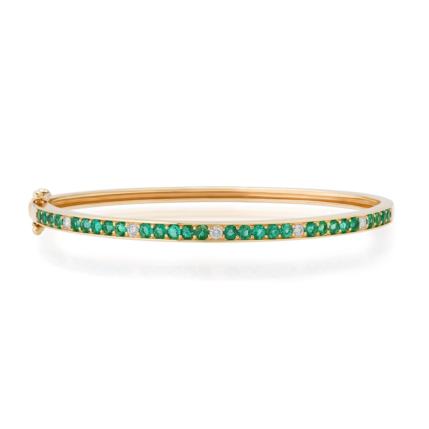 Emerald Bangle Bracelet with Diamond Accents