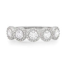 Round Diamond Eternity Band Ring with Pave Halo