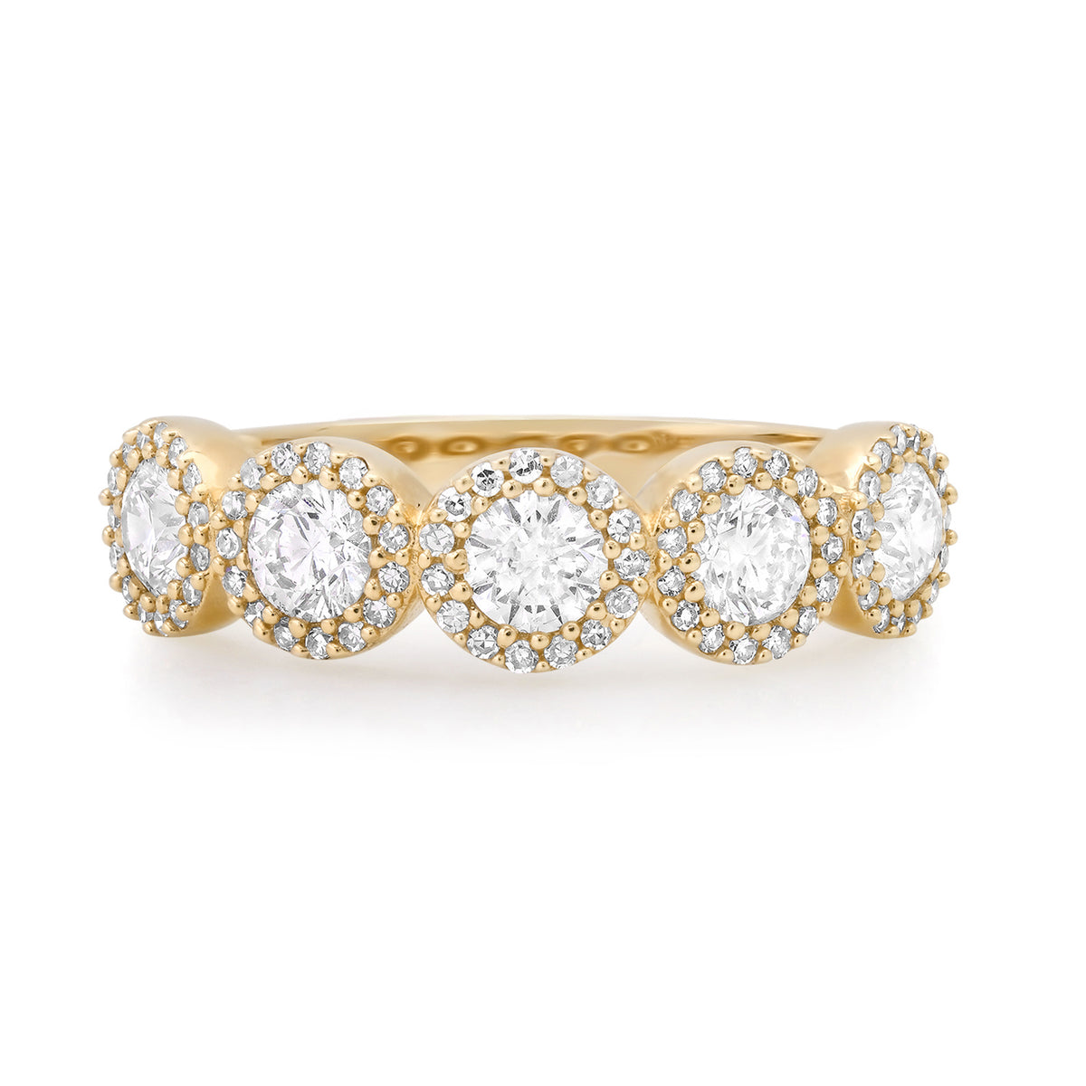 Round Diamond Eternity Band Ring with Pave Halo