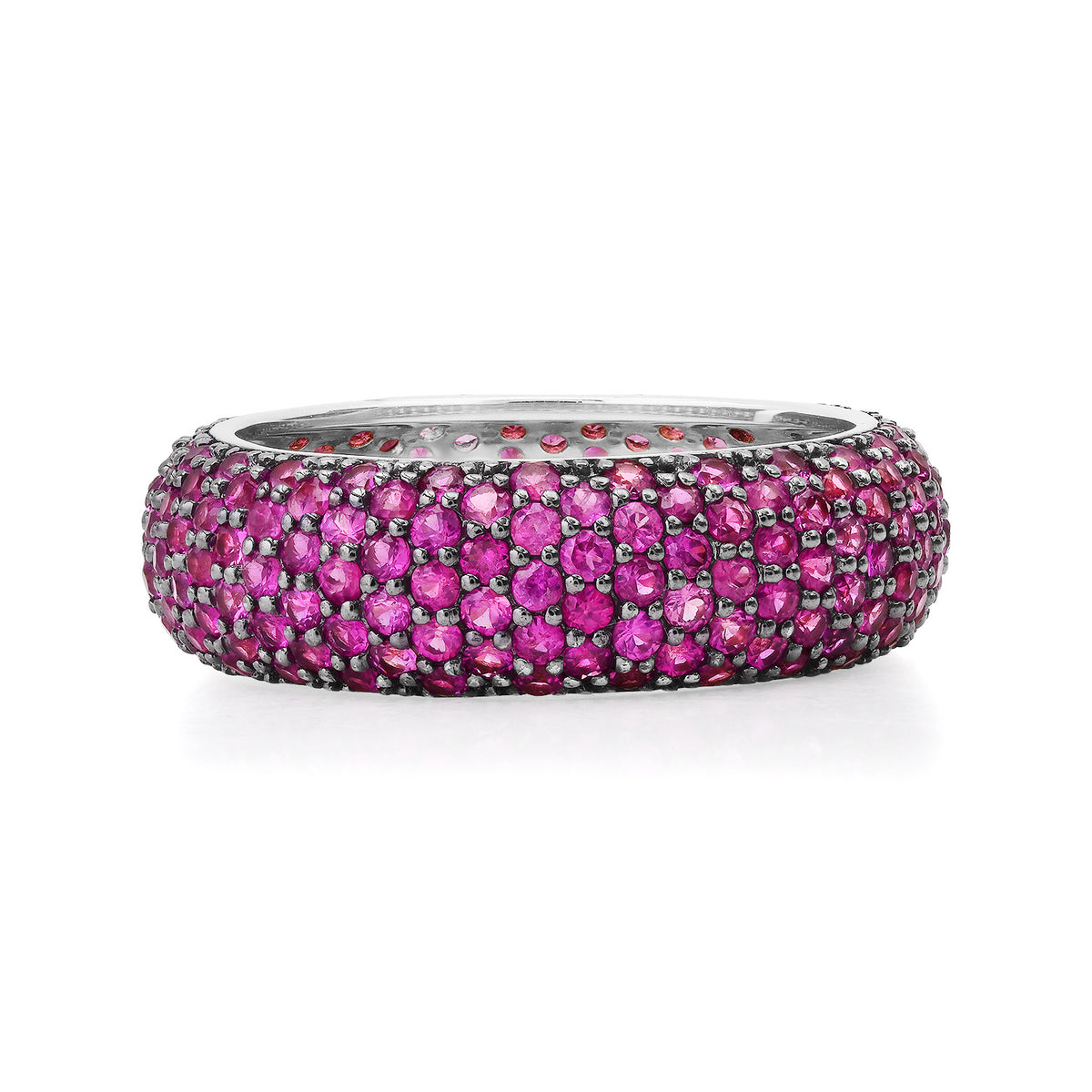 Pave Pink Sapphire Band Ring with Black Rhodium