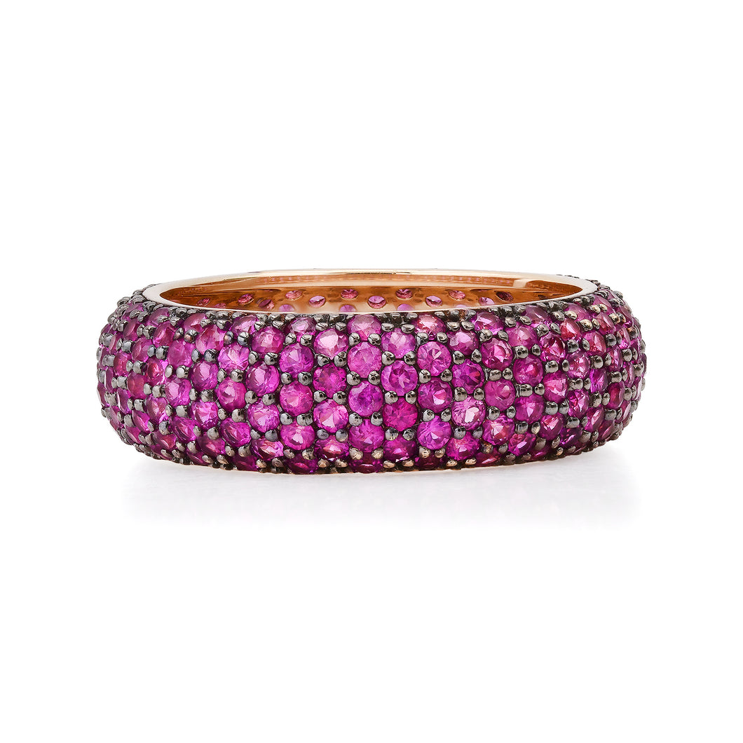 Pave Pink Sapphire Band Ring with Black Rhodium