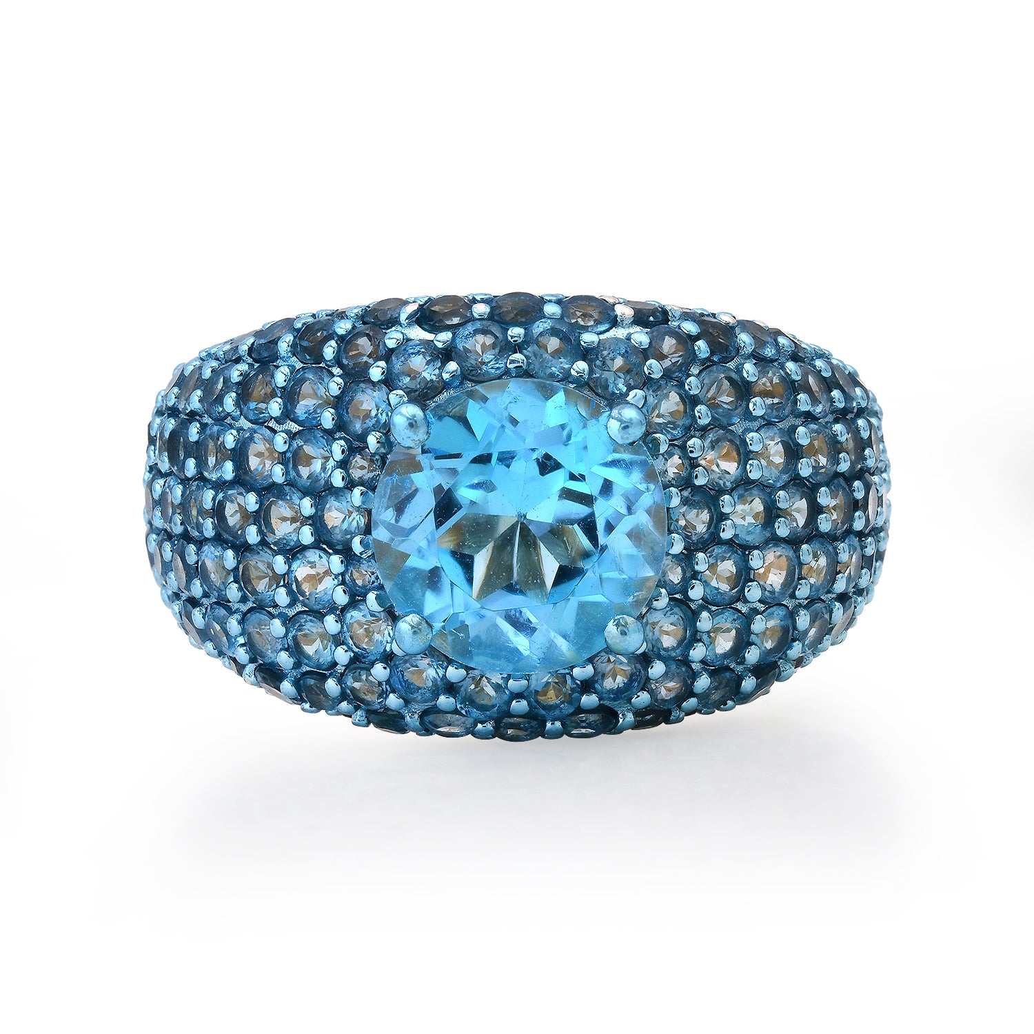 Domed Blue Topaz Bomb Statement Ring
