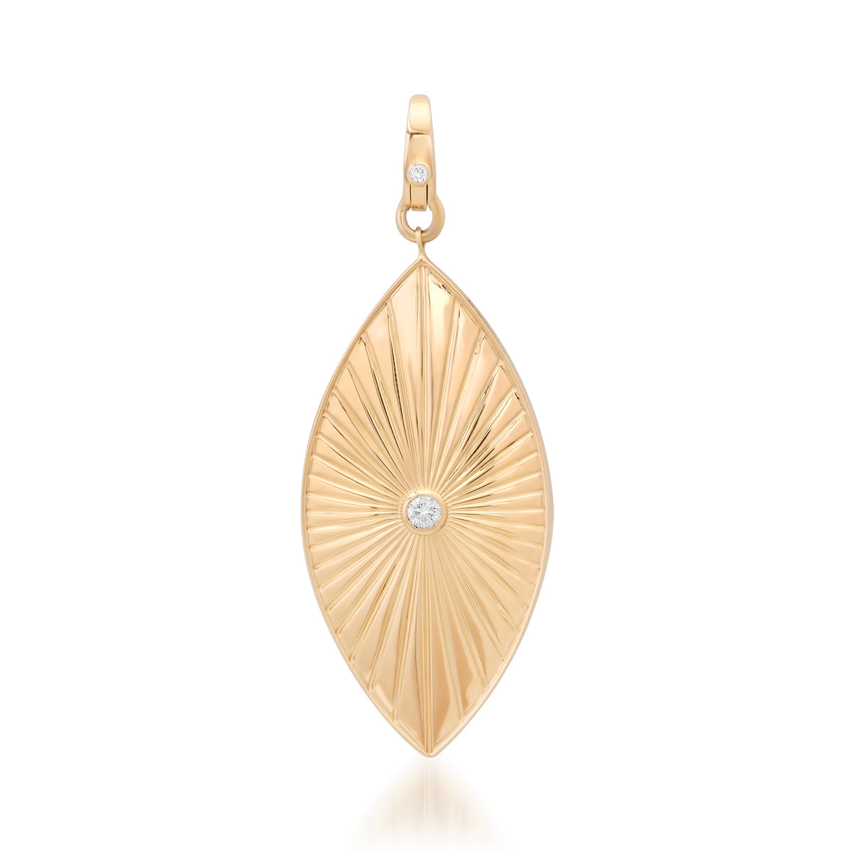 Vertical Fluted Evil Eye Charm with Diamond Accent