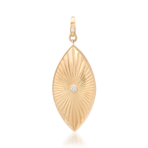 Vertical Fluted Evil Eye Charm with Diamond Accent