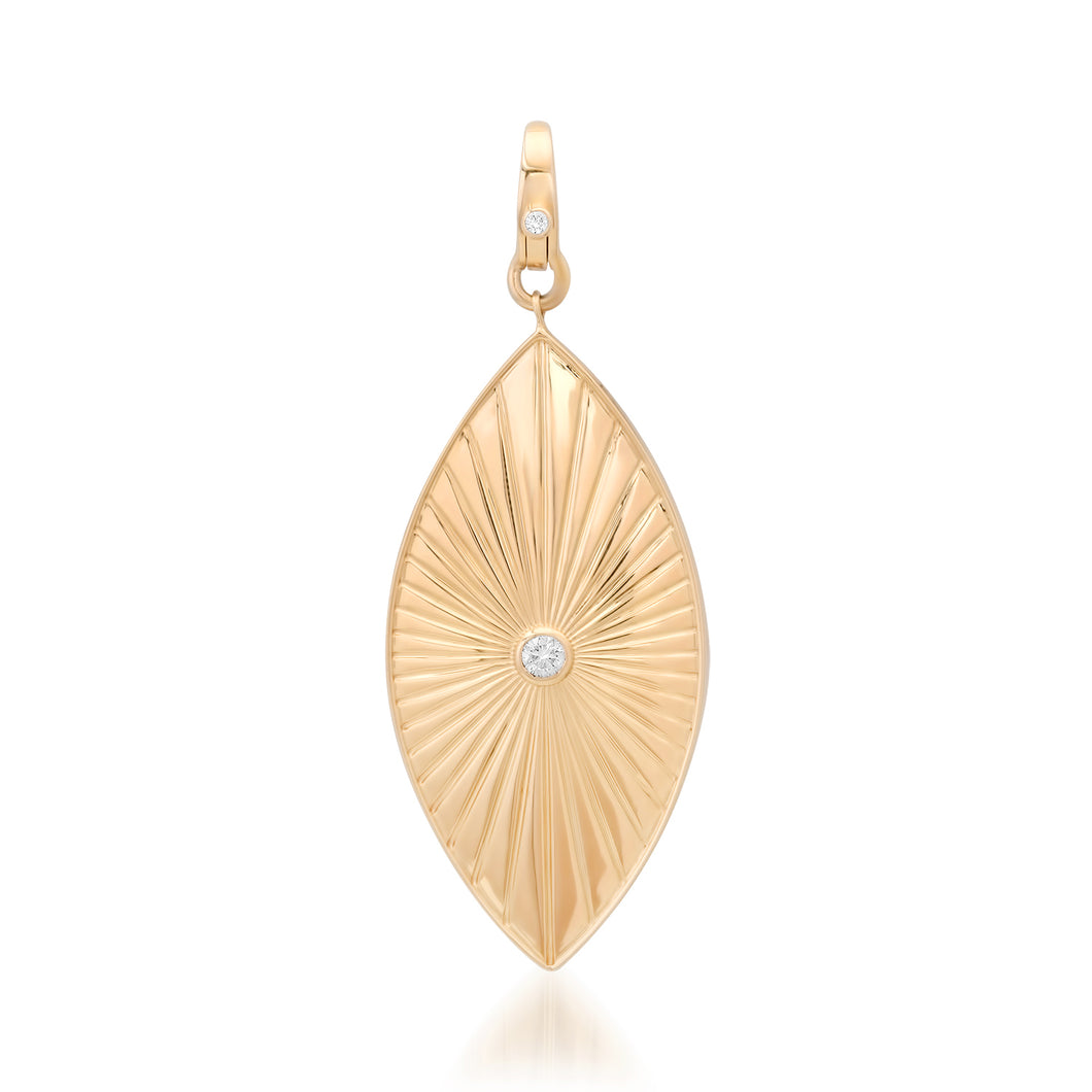 Vertical Fluted Evil Eye Charm with Diamond Accent