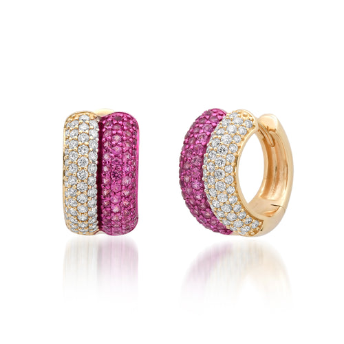 Bezel Set Emerald Cut Illusion Huggie Hoop Earrings