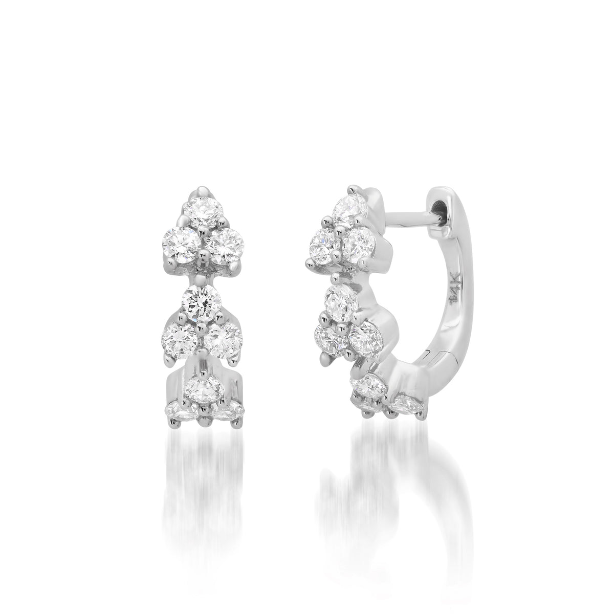Trio Cluster Diamond Huggie Hoop Earrings