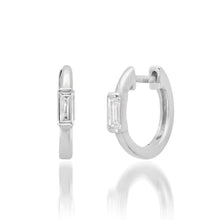 Micro Diamond Baguette Huggie Hoop Earrings