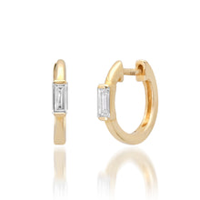 Micro Diamond Baguette Huggie Hoop Earrings