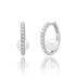 Hanging Inside Pearl Ball & Pave Diamond Huggie Hoop Earrings