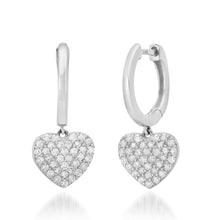 Chubby Pave Diamond Huggie Hoop Heart Earrings