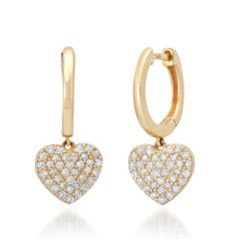 Chubby Pave Diamond Huggie Hoop Heart Earrings