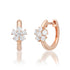 Prong Set Diamond Flower Huggie Hoop Earrings