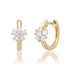 Prong Set Diamond Flower Huggie Hoop Earrings