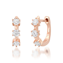 Trois Diamond Prong Set Huggie Hoop Earrings