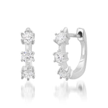 Trois Diamond Prong Set Huggie Hoop Earrings