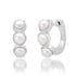 Bold Bezel Set Pearl Huggie Hoop Earrings
