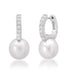 Chunky Pave Diamond & Pearl Ball Huggie Hoop Earrings