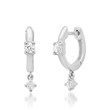 Solitaire Diamond Huggie Hoops with Diamond Dangle