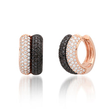 Pave Diamond & Pink Sapphire or Black Diamond Double Huggie Hoop Earrings