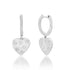 Scattered Diamond Huggie Hoop Heart Drop Earrings