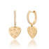 Scattered Diamond Huggie Hoop Heart Drop Earrings