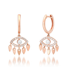 Fringe Evil Eye Dangle Huggie Hoop Earrings